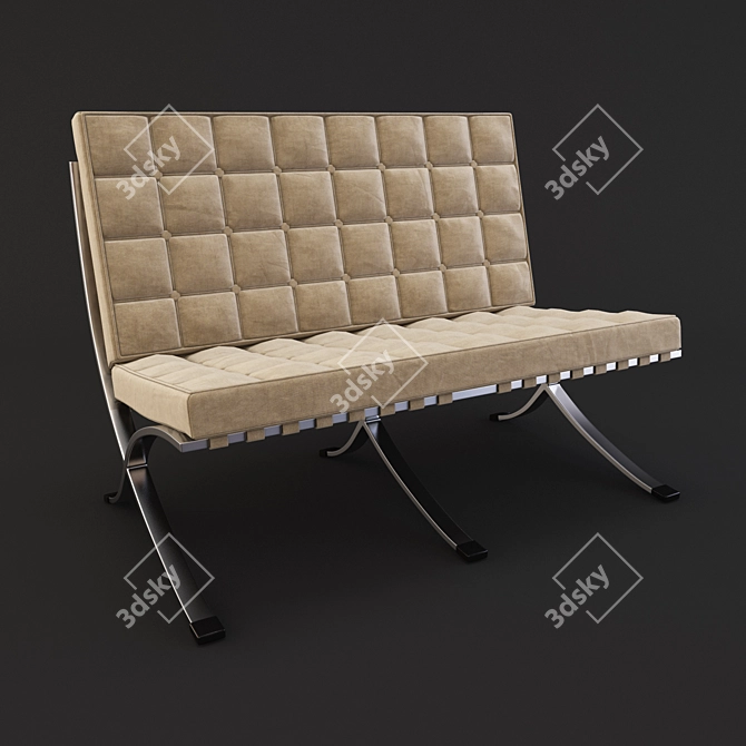 Barcelona Knoll Soka: Sleek and Stylish Sofa 3D model image 1