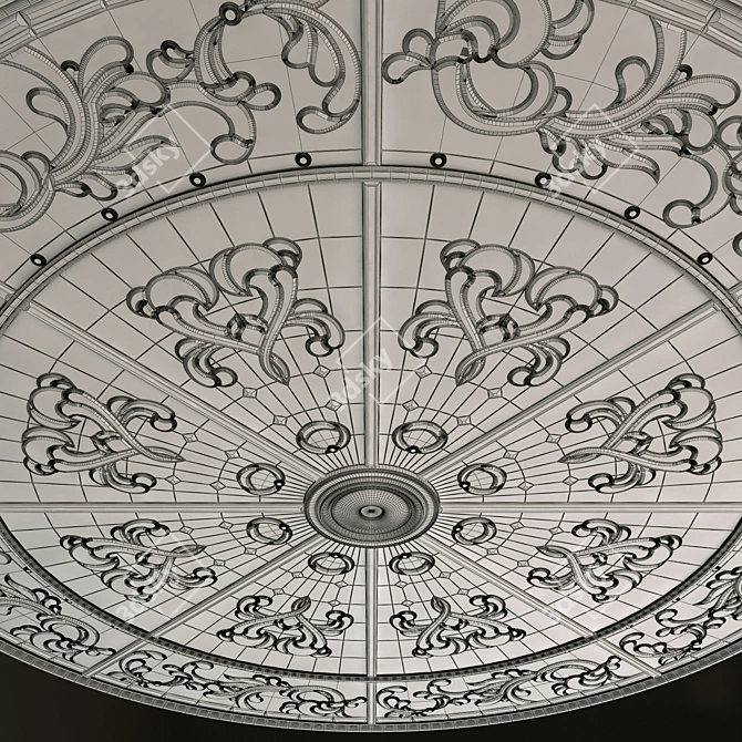 Classic Stained Glass Ceiling 3D model image 3