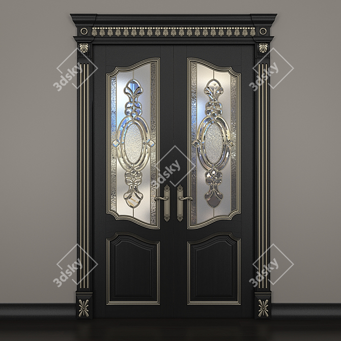 Elegant Stained Glass Door 3D model image 1