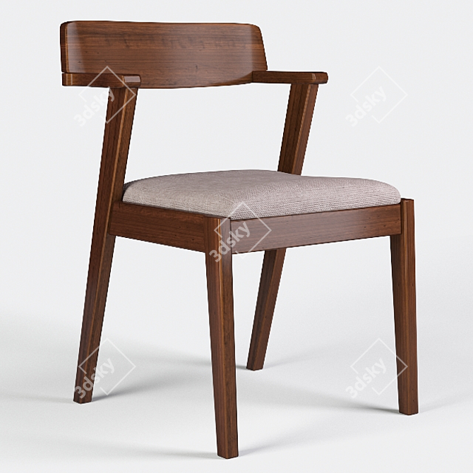 Elegant HongKong Walnut Chair 3D model image 2