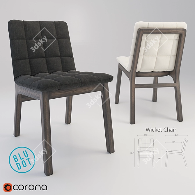 Wooden Frame Tufted Cushion Chair 3D model image 1