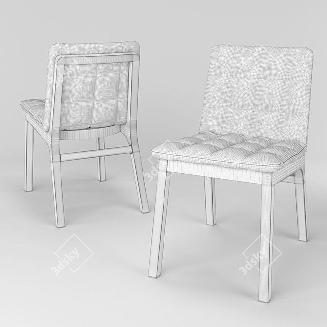 Wooden Frame Tufted Cushion Chair 3D model image 3
