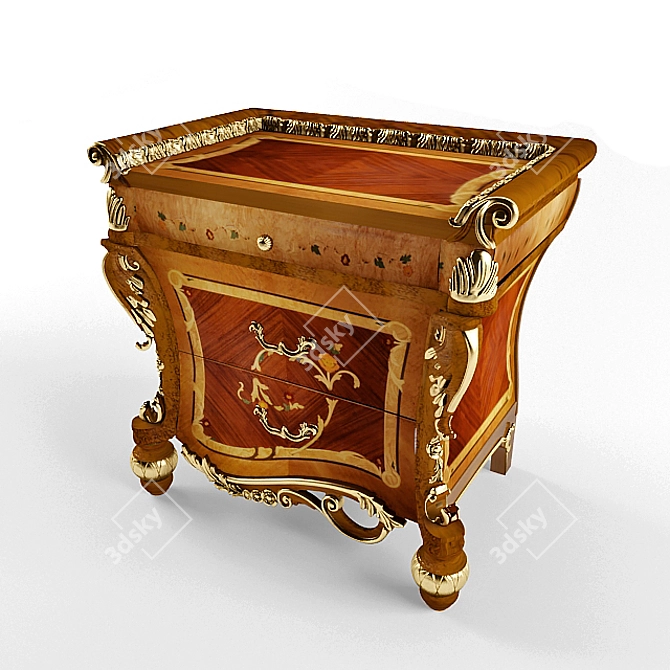 Elegant Heritage Night Table 3D model image 1