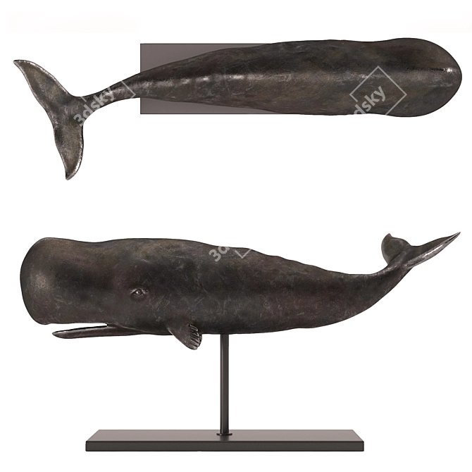 Graceful Whale Sculpture 3D model image 1