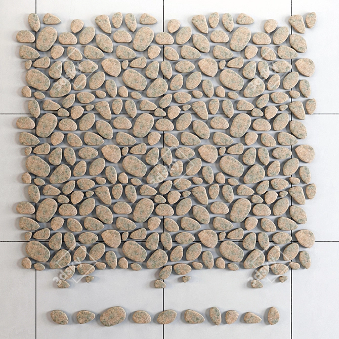 Natural Stone Pebble Plate 3D model image 2