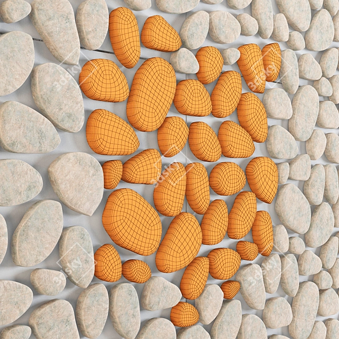 Natural Stone Pebble Plate 3D model image 3