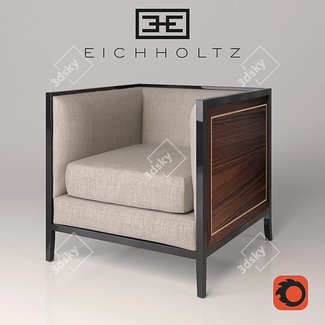 Smoked Eucalyptus Chair: Lauriston 3D model image 1