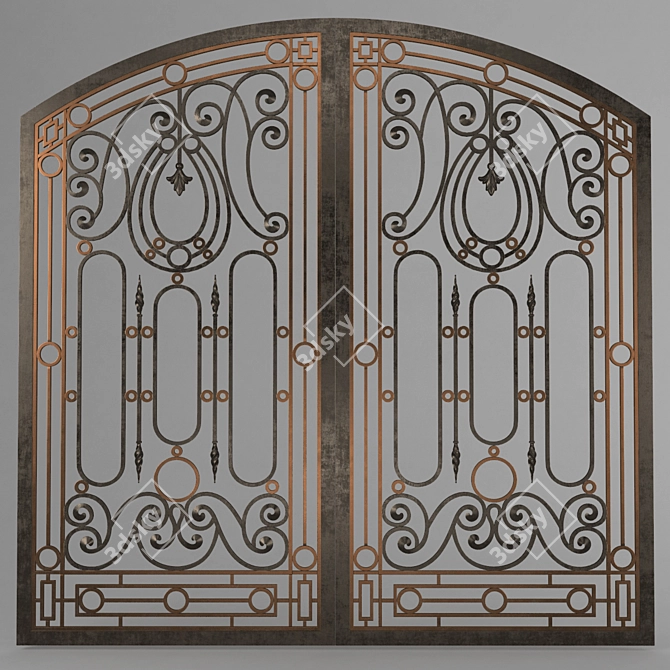 Metallic Gates: Strong, Stylish, Secure 3D model image 1