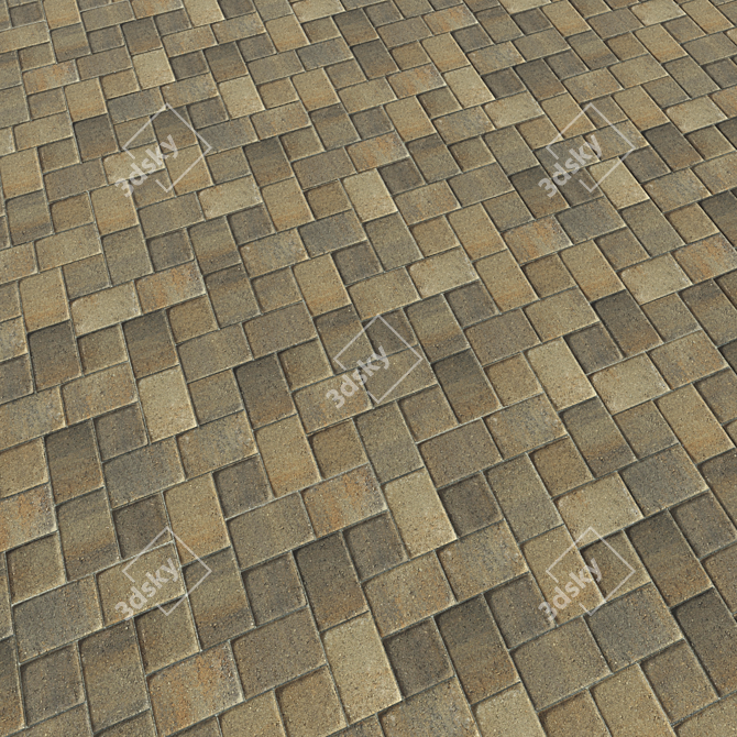 High Resolution Cobblestone Pavers 3D model image 3