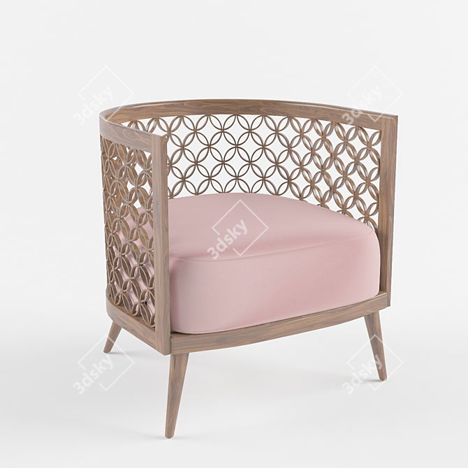 Patterned Armchair with Screen Backing 3D model image 1