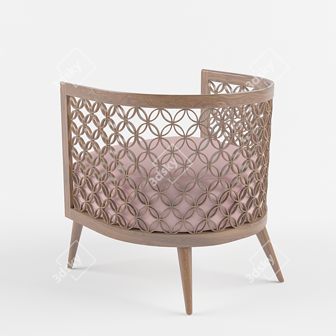 Patterned Armchair with Screen Backing 3D model image 2