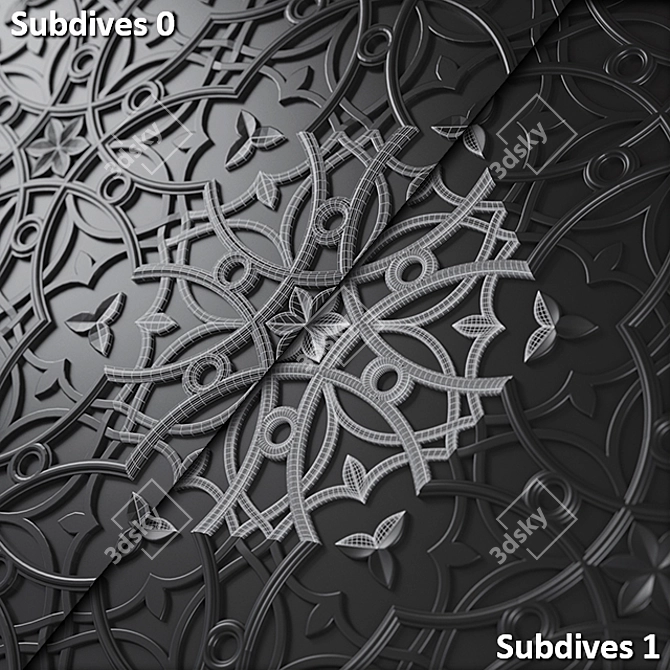 Intricate Arabic Wall Panel - Ornamental Décor for Walls 3D model image 2