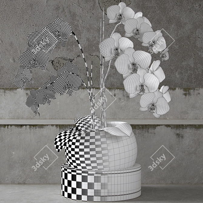 Elegance Blooms: Orchid in Glass Cloche 3D model image 3