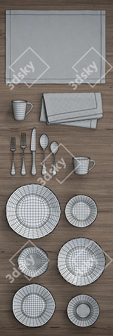 Elegant Marin Dinnerware Set 3D model image 3