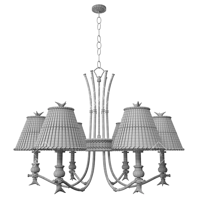 Bamboo Shades Chandelier: Kwai 3D model image 2