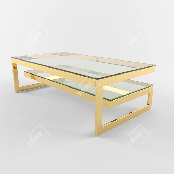 Gamma Coffee Table: Gold & Glass 3D model image 2