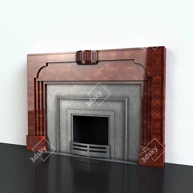 19th Century American Wooden Fireplace 3D model image 1