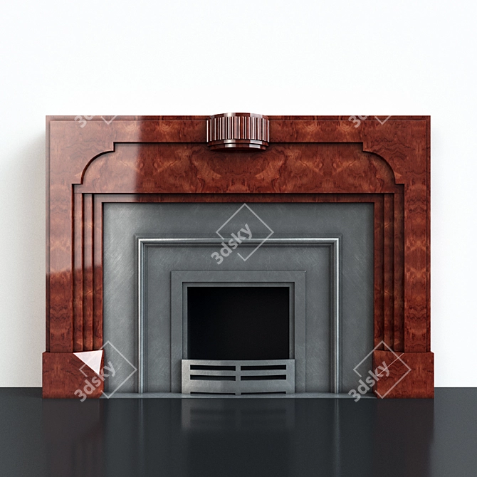 19th Century American Wooden Fireplace 3D model image 2