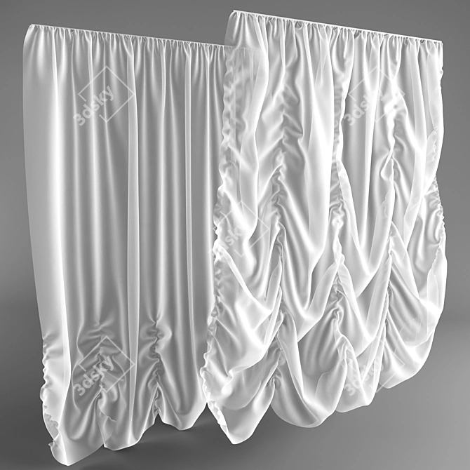 Elegant French Curtains 3D model image 1