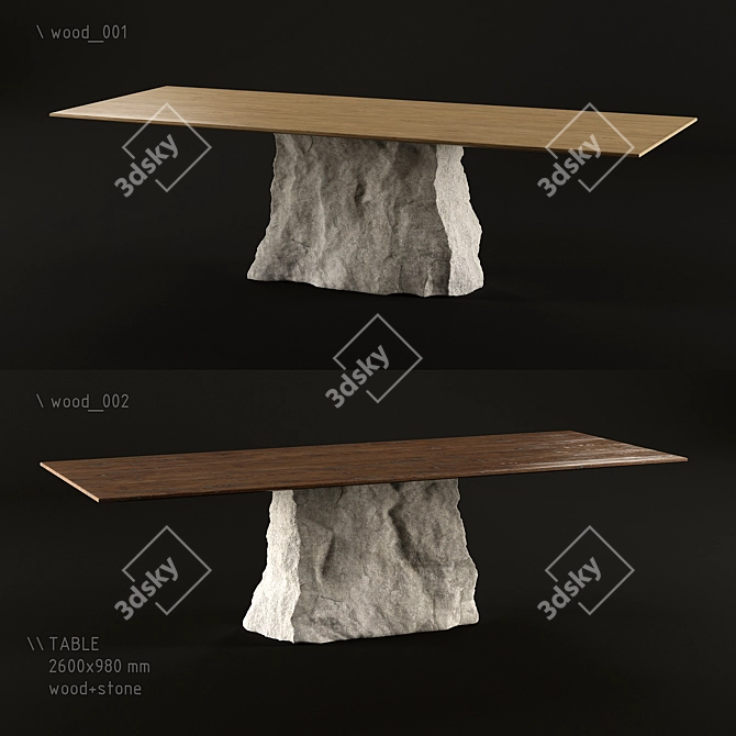  Handmade Natural Stone Table 3D model image 1