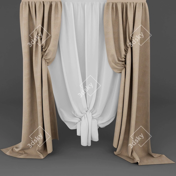 Classic Style Curtains 3D model image 1