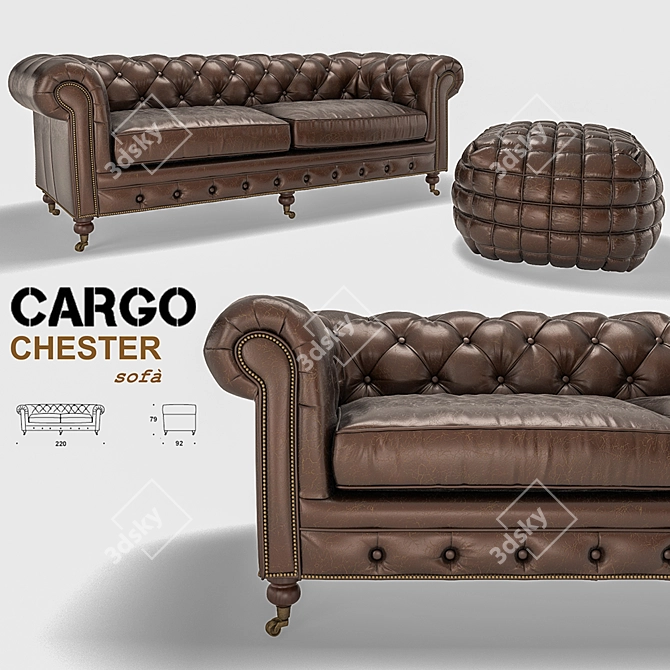 Cargo Chester Sofa: Realistic 3D Model with Jerome & Smith Collection 3D model image 1