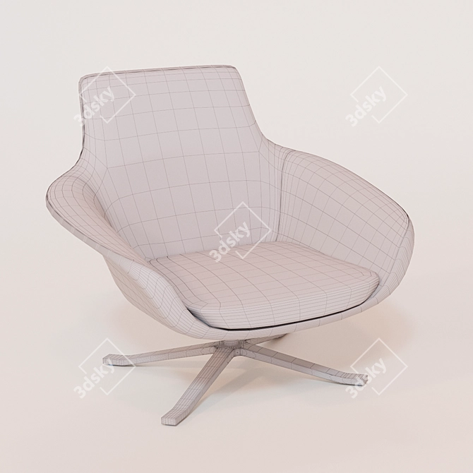 Swivel Lounge Chair with Headrest 3D model image 2
