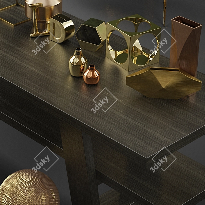 Gilded Elegance: 18 Decorative Pieces & 3 Designer Furniture 3D model image 2