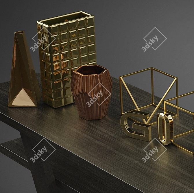 Gilded Elegance: 18 Decorative Pieces & 3 Designer Furniture 3D model image 3