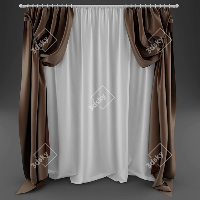 Classical Style Curtain 3D model image 1