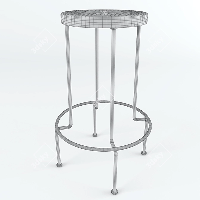 Rustic Iron Bar Stool - Vintage Industrial Seating 3D model image 3