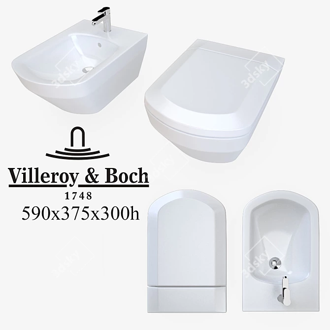 Villeroy&Boch Sentique: Luxurious Toilet & Bidet 3D model image 1