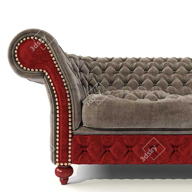 Elegant Velvet Divan Chesterfield 3D model image 2