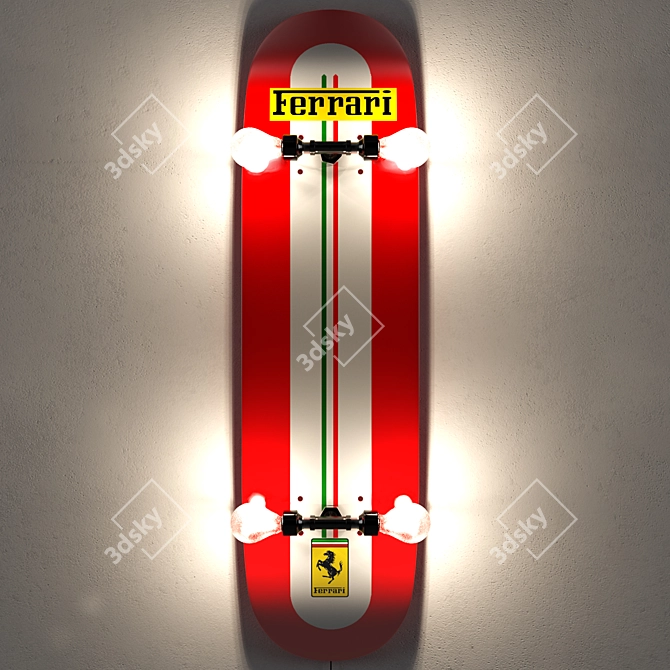 Skateboard Wall Lamp 3D model image 2