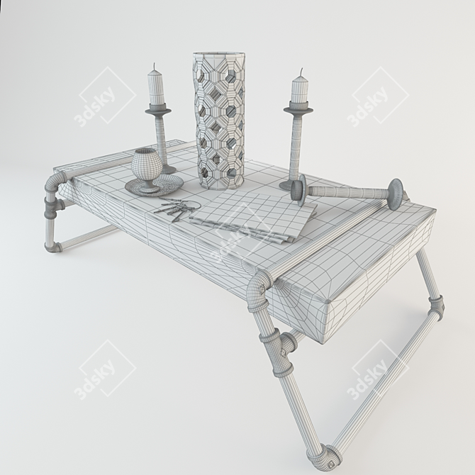 Loft Tube Table Set: Accessories Included 3D model image 3