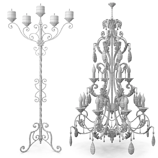 Elegant Iron Candelabra: Rialto Floor Ambiance 3D model image 2