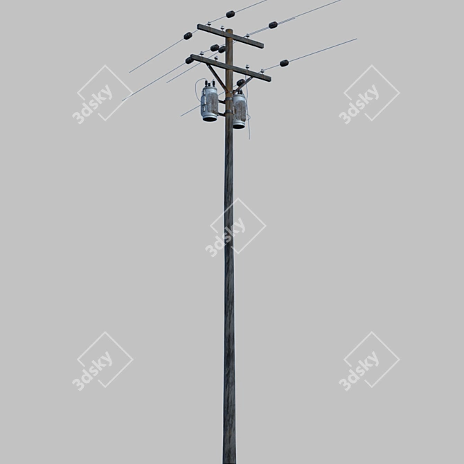 Electric Wooden Pole - USA Style 3D model image 2