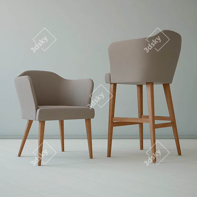 Truman Upholstered Fabric Easy Chair 3D model image 1