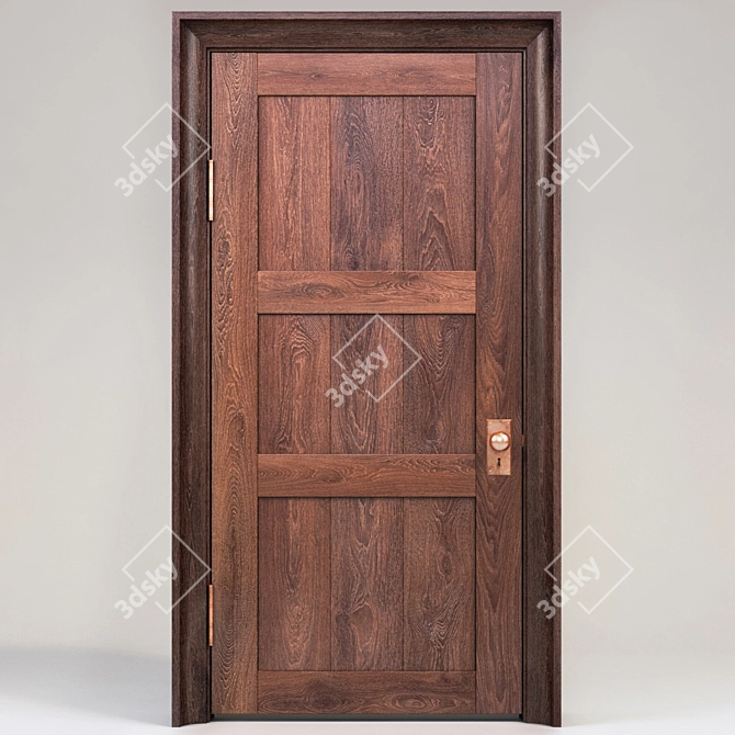 Wooden Entry Door 3D model image 1