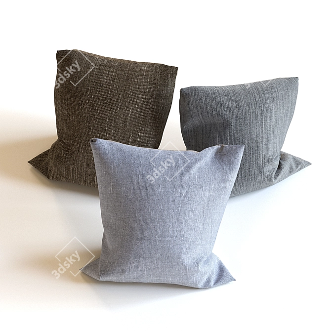 Title: Marvelous Designer Trio: Comfy Upright Pillows 3D model image 1