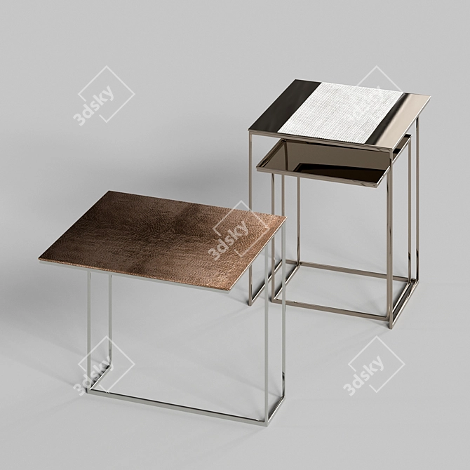 Modern Two-Piece Side Tables 3D model image 1