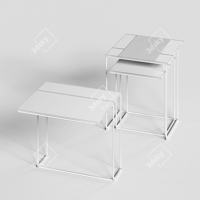 Modern Two-Piece Side Tables 3D model image 2