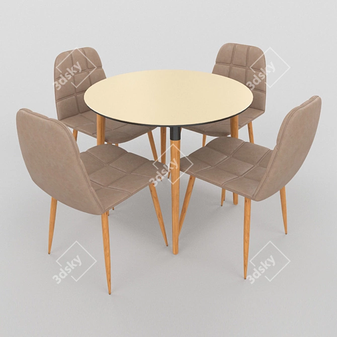 Elegant Beyz Lilou: Table & Chair 3D model image 1