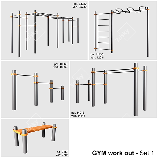 Ultimate Gym Set: Transformable, Textured & Compact 3D model image 1