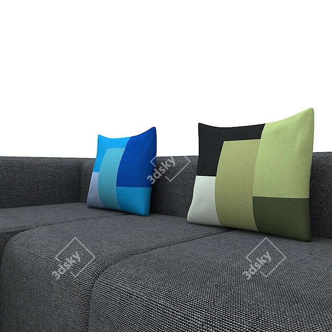 Sleek Black Modern Canvas Sofa 3D model image 3