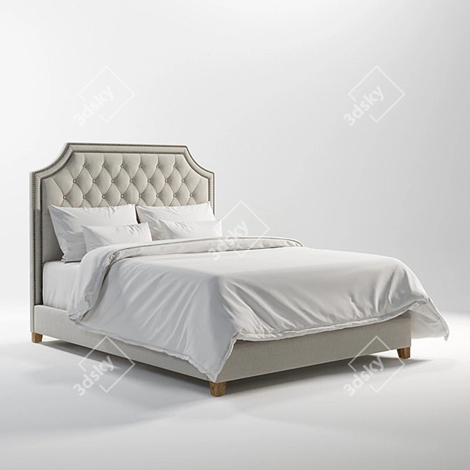 Elegant Montana Queen Size Bed 3D model image 1