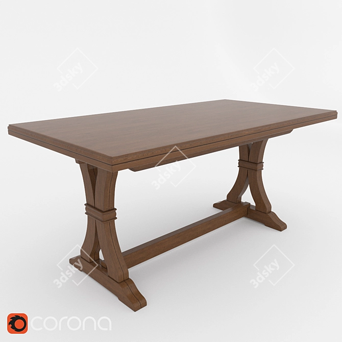 Andra Folding Table - Italian Walnut, Natural Wood, Lacquered Finish 3D model image 1