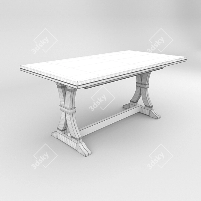 Andra Folding Table - Italian Walnut, Natural Wood, Lacquered Finish 3D model image 2