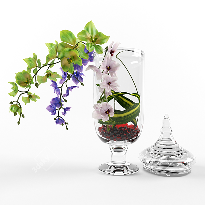 Elegant Orchid Vase 3D model image 1