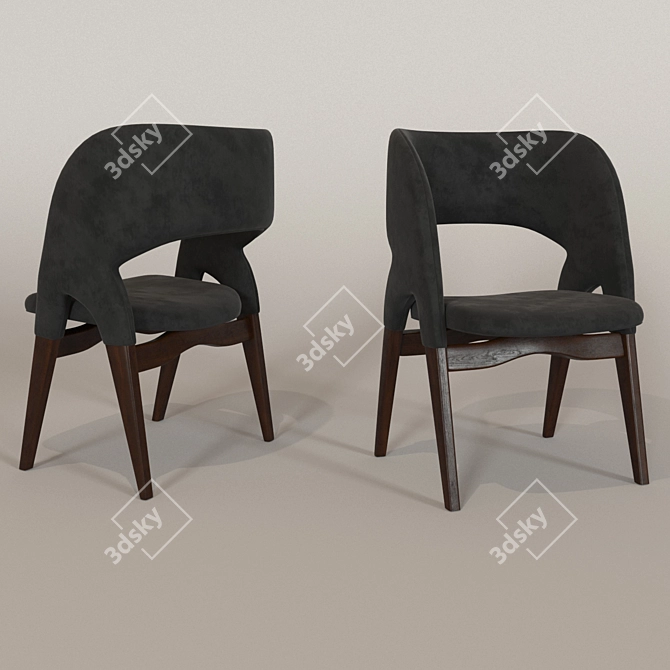 Elegant Wood and Fabric Chair 3D model image 1